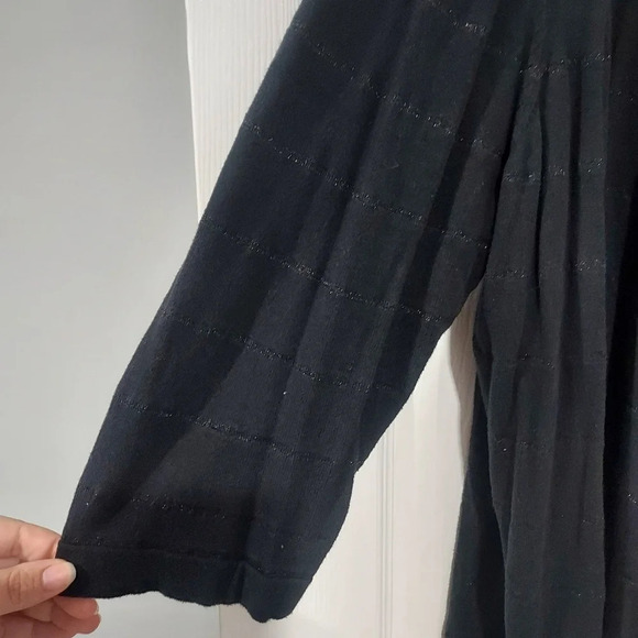Lane Bryant Black with Simmer Stripes Open Front 3/4 Sleeve Cardigan Size 22/24 - Picture 6 of 10